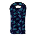 Teal And Purple Dragonfly Pattern Print Double Neoprene Wine Tote
