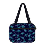 Teal And Purple Dragonfly Pattern Print Double Strap Bible Bag