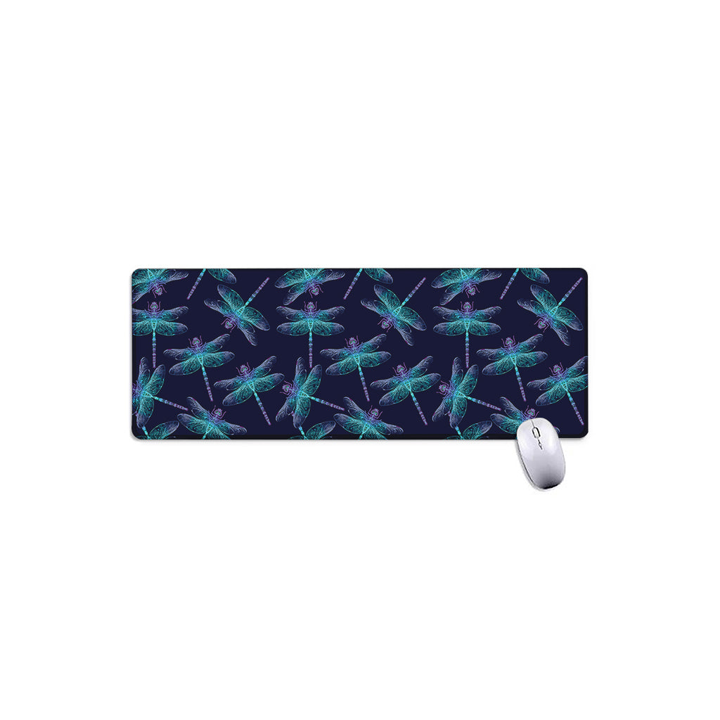 Teal And Purple Dragonfly Pattern Print Extended Mouse Pad