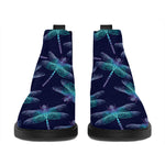 Teal And Purple Dragonfly Pattern Print Flat Ankle Boots