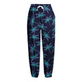 Teal And Purple Dragonfly Pattern Print Fleece Lined Knit Pants