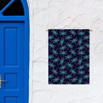 Teal And Purple Dragonfly Pattern Print Garden Flag