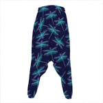 Teal And Purple Dragonfly Pattern Print Hammer Pants