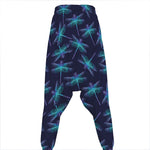 Teal And Purple Dragonfly Pattern Print Hammer Pants