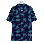 Teal And Purple Dragonfly Pattern Print Hawaiian Shirt