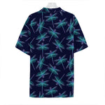 Teal And Purple Dragonfly Pattern Print Hawaiian Shirt