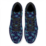 Teal And Purple Dragonfly Pattern Print High Top Leather Sneakers