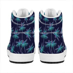 Teal And Purple Dragonfly Pattern Print High Top Leather Sneakers