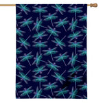 Teal And Purple Dragonfly Pattern Print House Flag