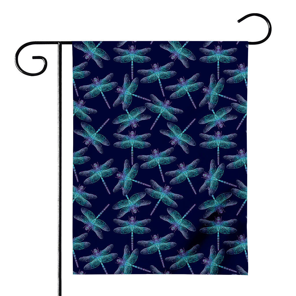 Teal And Purple Dragonfly Pattern Print House Flag