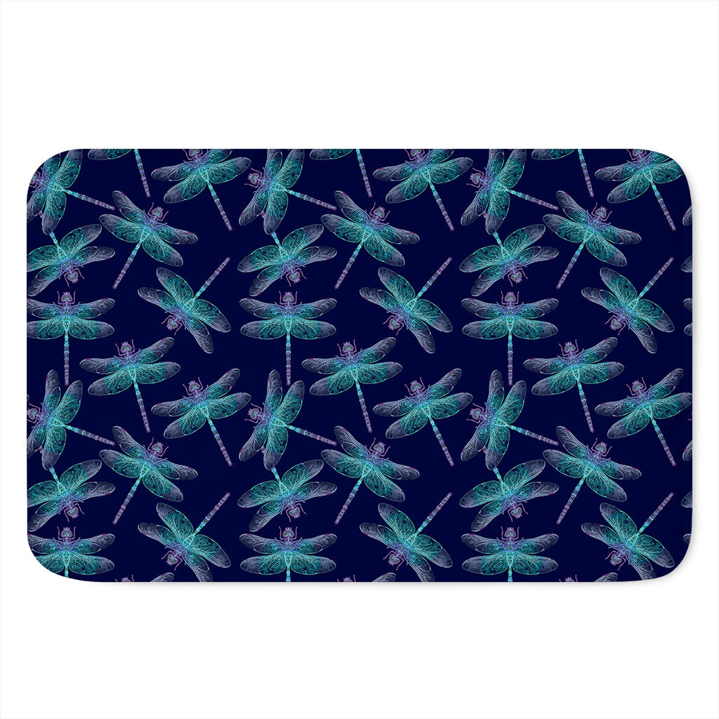Teal And Purple Dragonfly Pattern Print Indoor Door Mat