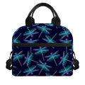 Teal And Purple Dragonfly Pattern Print Insulated Lunch Bag