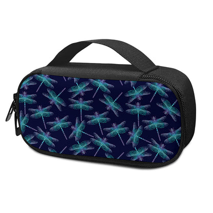 Teal And Purple Dragonfly Pattern Print Insulin Cooler Travel Case