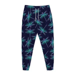 Teal And Purple Dragonfly Pattern Print Jogger Pants