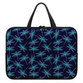 Teal And Purple Dragonfly Pattern Print Laptop Sleeve With Handle