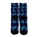 Teal And Purple Dragonfly Pattern Print Long Socks