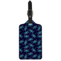 Teal And Purple Dragonfly Pattern Print Luggage Tag