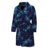 Teal And Purple Dragonfly Pattern Print Men's Bathrobe