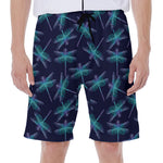 Teal And Purple Dragonfly Pattern Print Men's Beach Shorts