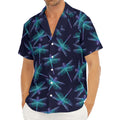 Teal And Purple Dragonfly Pattern Print Men's Deep V-Neck Shirt