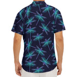 Teal And Purple Dragonfly Pattern Print Men's Deep V-Neck Shirt