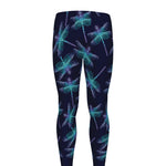 Teal And Purple Dragonfly Pattern Print Men's leggings