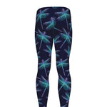 Teal And Purple Dragonfly Pattern Print Men's leggings