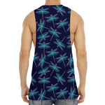 Teal And Purple Dragonfly Pattern Print Men's Muscle Tank Top