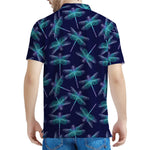 Teal And Purple Dragonfly Pattern Print Men's Polo Shirt