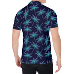 Teal And Purple Dragonfly Pattern Print Men's Shirt