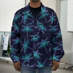Teal And Purple Dragonfly Pattern Print Men's Shirt Jacket
