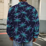 Teal And Purple Dragonfly Pattern Print Men's Shirt Jacket