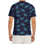Teal And Purple Dragonfly Pattern Print Men's Short Sleeve Rash Guard