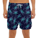 Teal And Purple Dragonfly Pattern Print Men's Split Running Shorts