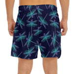Teal And Purple Dragonfly Pattern Print Men's Split Running Shorts