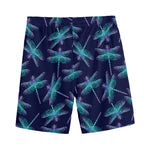 Teal And Purple Dragonfly Pattern Print Men's Sports Shorts