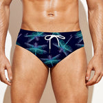 Teal And Purple Dragonfly Pattern Print Men's Swim Briefs