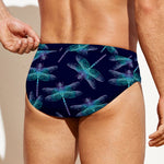Teal And Purple Dragonfly Pattern Print Men's Swim Briefs
