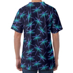 Teal And Purple Dragonfly Pattern Print Men's Velvet T-Shirt