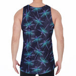 Teal And Purple Dragonfly Pattern Print Men's Velvet Tank Top