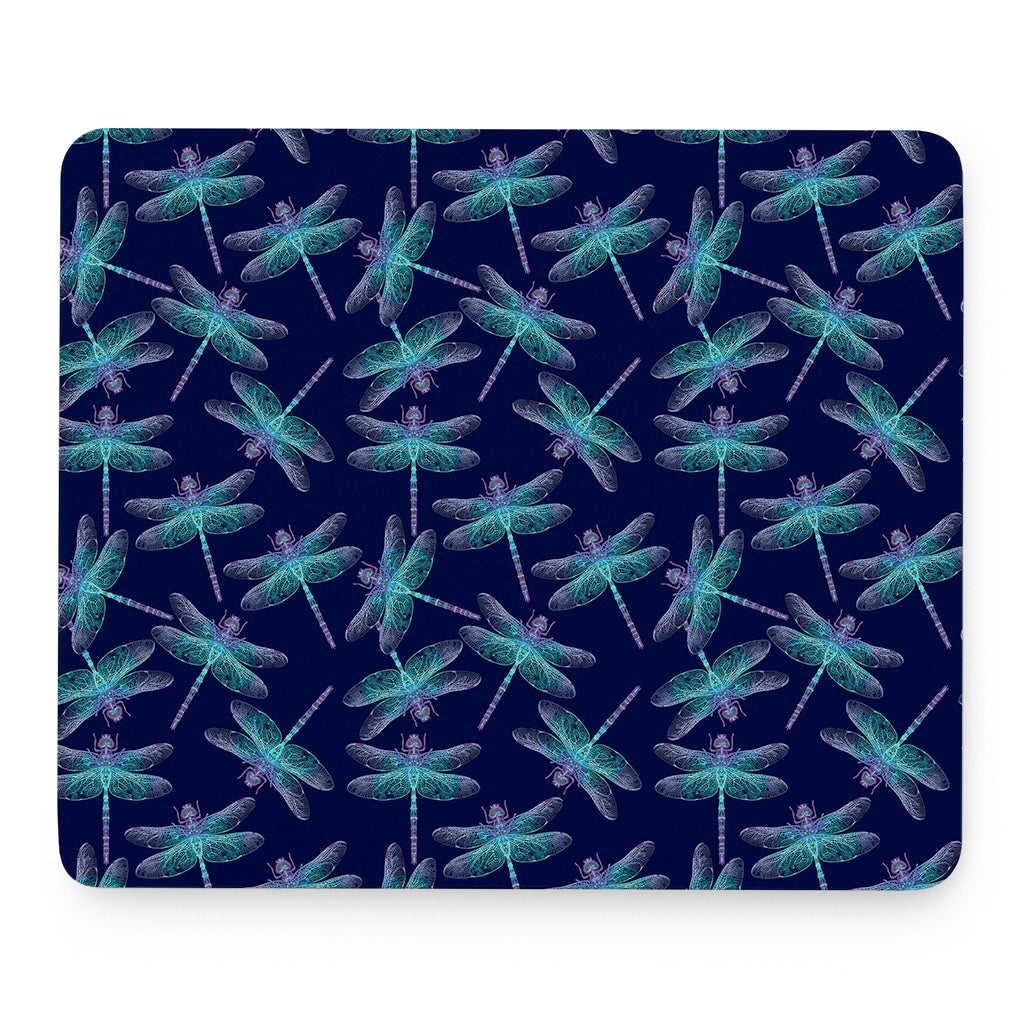 Teal And Purple Dragonfly Pattern Print Mouse Pad