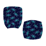 Teal And Purple Dragonfly Pattern Print Office Chair Cover