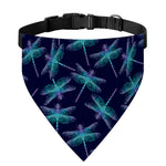 Teal And Purple Dragonfly Pattern Print Over The Collar Dog Bandana