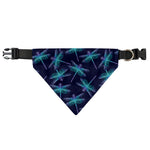 Teal And Purple Dragonfly Pattern Print Over The Collar Dog Bandana