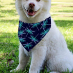 Teal And Purple Dragonfly Pattern Print Over The Collar Dog Bandana