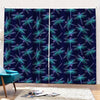 Teal And Purple Dragonfly Pattern Print Pencil Pleat Curtains