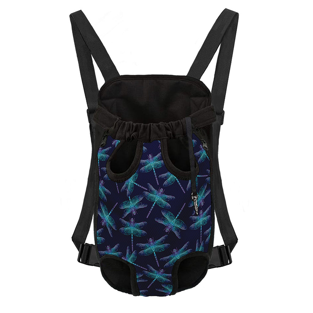 Teal And Purple Dragonfly Pattern Print Pet Carrier Backpack
