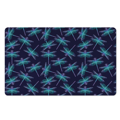 Teal And Purple Dragonfly Pattern Print Polyester Doormat