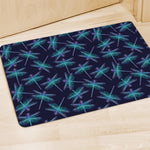 Teal And Purple Dragonfly Pattern Print Polyester Doormat