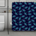 Teal And Purple Dragonfly Pattern Print Polyester Shower Curtain